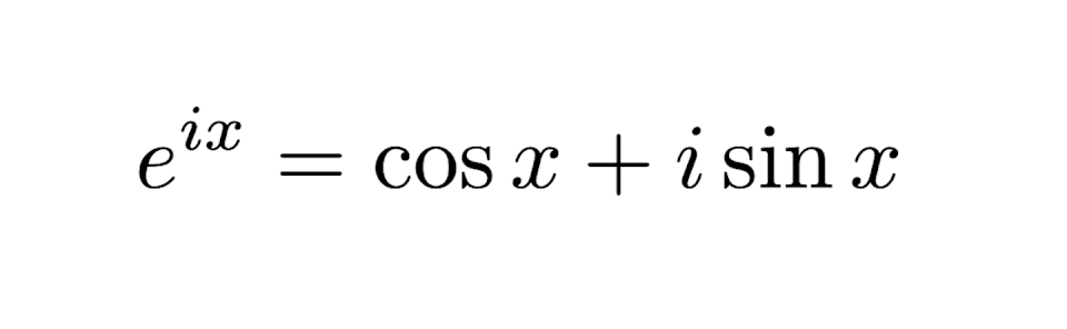 صيغة Euler ، e إلى قوة i times x تساوي جيب التمام من x plus i times sine of x