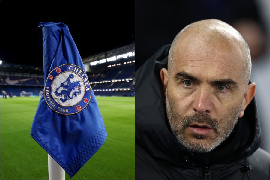 صورة عامة إلى حد ما لـ Enzo Maresca مع علم الزاوية.