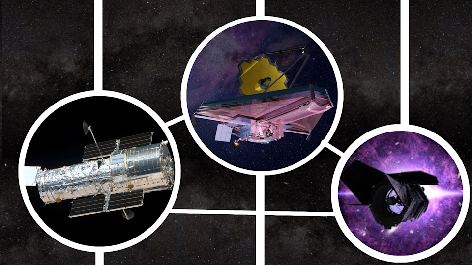 الثالوث المقدس لعلم الفلك؟ من اليسار إلى اليمين هابل ، و JWST و Roman Space Telecope