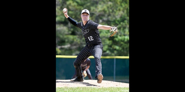 Blooming Prairie’s Alex Lea pitches against Spring Grove during the Section 1A Tournament Saturday afternoon at Riverland Community College. Eric Johnson/photodesk@austindailyherald.com