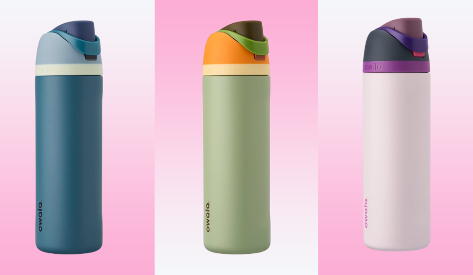 Owala Freesip Water Bottles بألوان الدنيم ، كامو بارد وحالم.