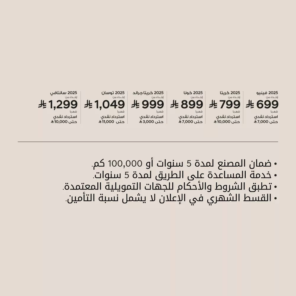 استمتع بعروض الصيف من هيونداي الناغي على سيارات SUV مع استرداد نقدي وتقسيط بدون دفعة أولى 2 2 69 - استمتع بعروض الصيف من هيونداي الناغي على سيارات SUV مع استرداد نقدي وتقسيط بدون دفعة أولى