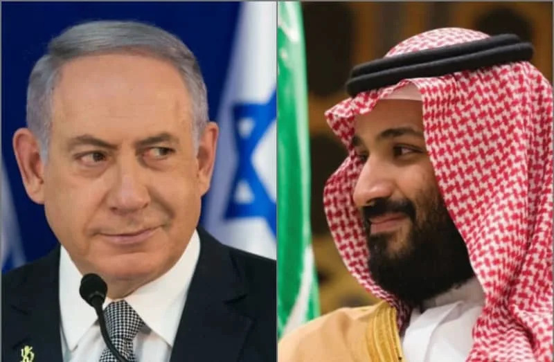 رئيس الوزراء الإسرائيلي بنيامين نتنياهو ولي ولي العهد العربي السعودي محمد بن سلمان (الائتمان: مارك إسرائيل سيلم/رويترز)