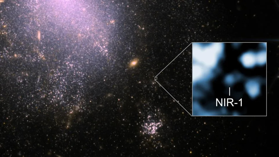 التقط تلسكوب Webb صورة الأشعة تحت الحمراء لـ Galaxy NGC 4141 وكائن يسمى NIR-1 والذي قد يكون مرتبطًا بالانفجار. - NASA/ESA/CSA/CFA/الائتمان: NASA/ESA/CSA/CFA/p. بلان