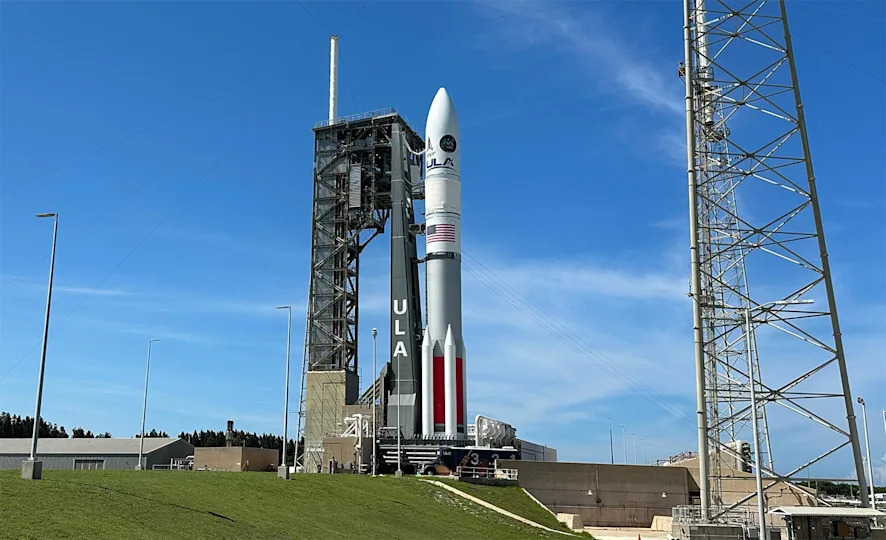 The United Launch Alliance Vulcan Rocket على Pad 41 في محطة Cape Canaveral Space Force أثناء الاستعدادات قبل الإطلاق. / الائتمان: SpaceFlight الآن