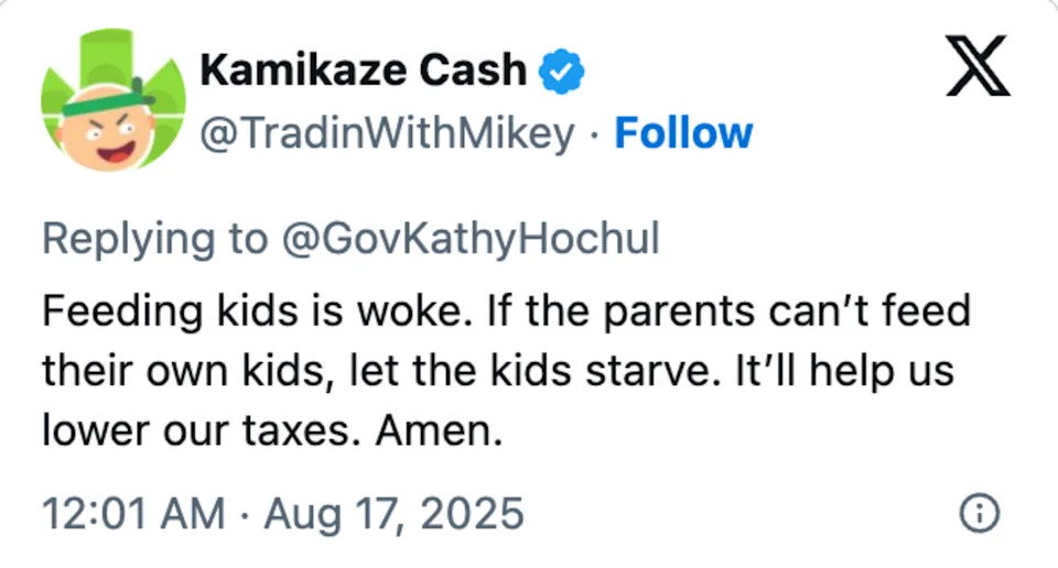 تقترح سقسقة من قبل المستخدم Kamikaze Cash السماح للأطفال بجوع "استيقظت."