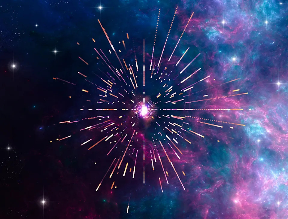 تنبعث النيوتريونات عن طريق انهيار supernovas ، كما في حالة هذا الرسم التوضيحي.