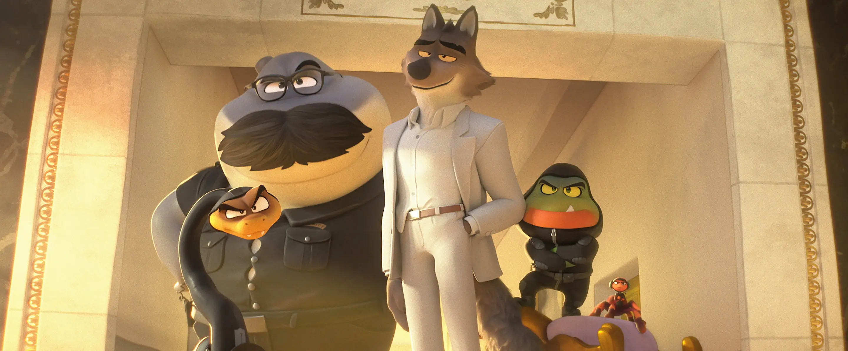 من اليسار: السيد Snake ، السيد Shark ، السيد وولف ، السيد Piranha والسيدة Tarantula في
