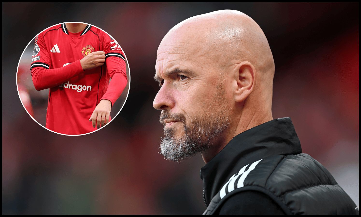 إريك تين هاج ينظر من خط التماس قبل مباراة برينتفورد ومانشستر يونايتد.