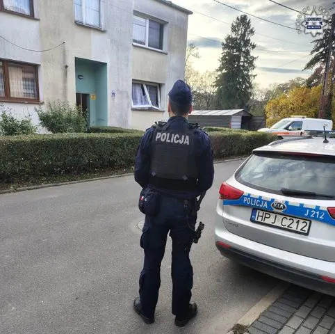 شرطة Głubczyce في مكان الانفجار