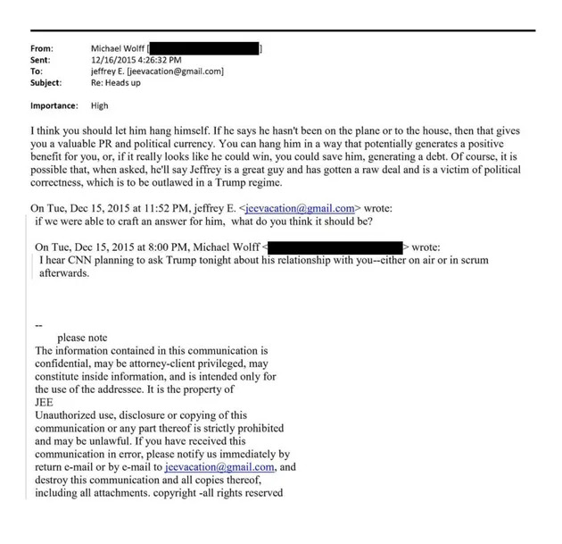 البريد الإلكتروني الذي أرسله جيفري ابستين.