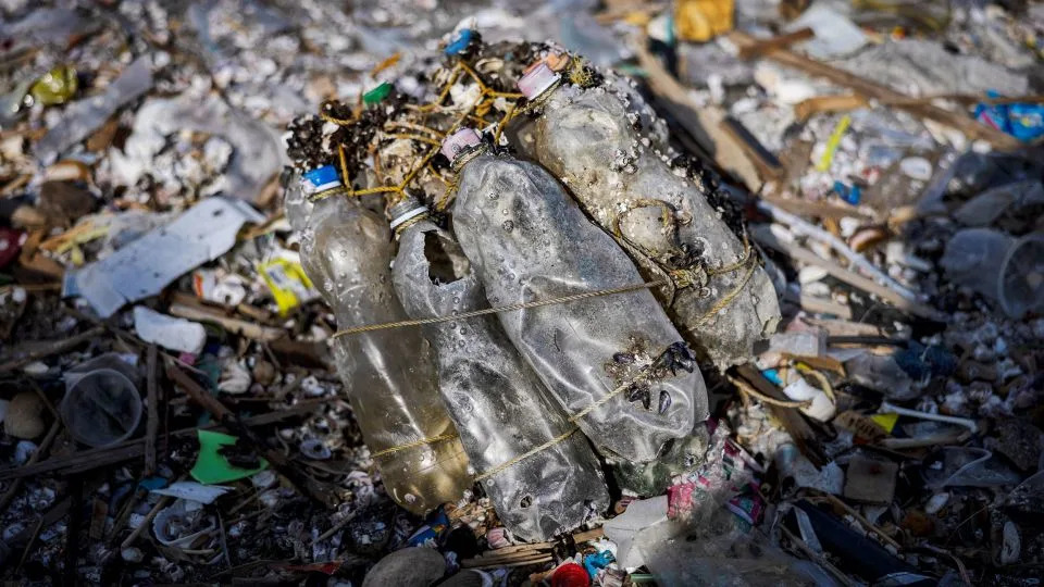 التلوث البلاستيكي والأصداف البحرية على شاطئ جزيرة الحرية في مانيلا، الفلبين. - عزرا أكايان / غيتي إميجز