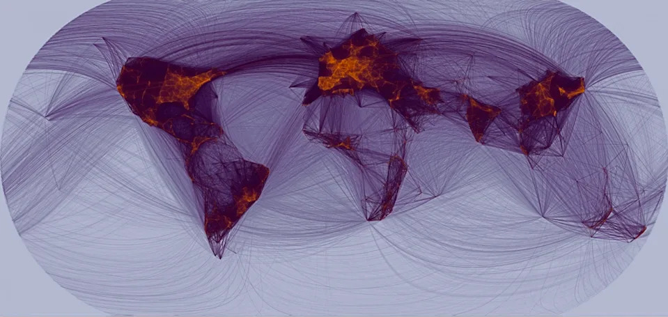 التعاون البحثي يشمل جميع أنحاء العالم، مع ظهور مراكز بحثية في معظمها في الجامعات (رسم خرائط للأزواج الببليوغرافية على أساس بيانات Scopus). أوليفييه إتش. بوشين، مستخدمة بإذن