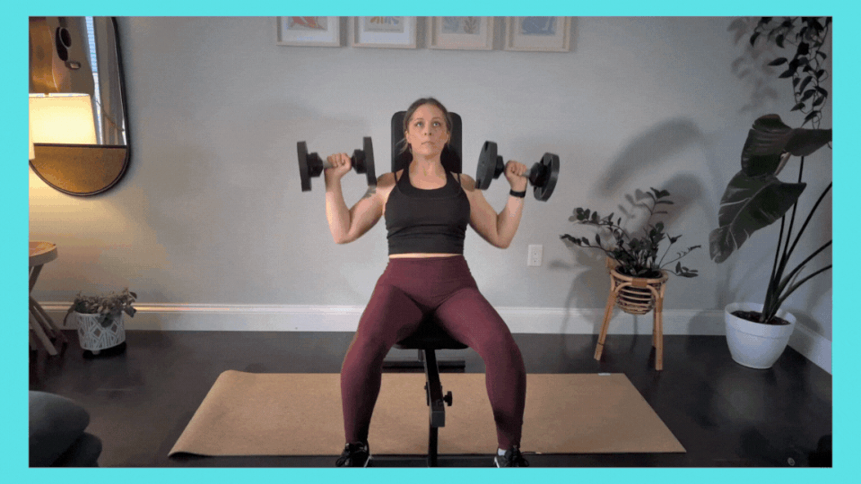 تمرين ضغط الكتف بالدمبل أثناء الجلوس