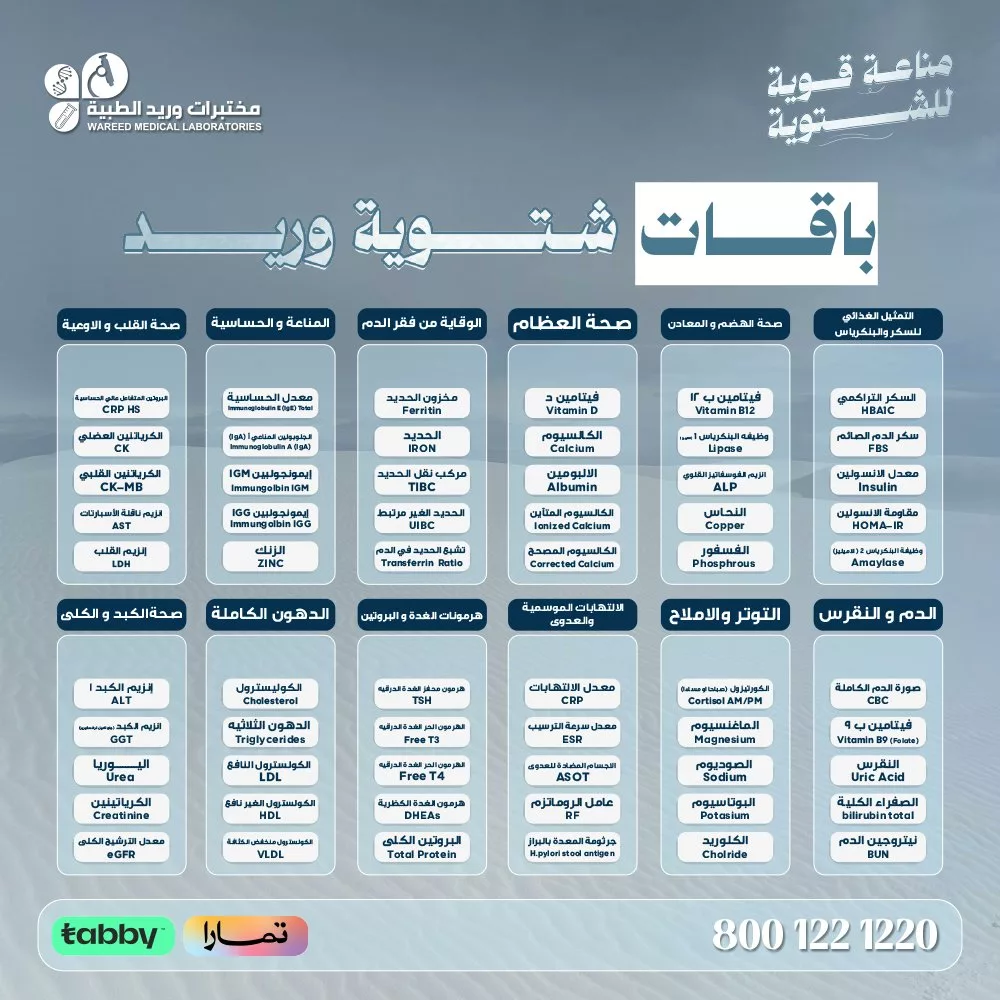 wareedlab 1991522183697559945 02 - عروض مختبرات وريد الطبية لباقات التحاليل الشتوية اختر باقتك بـ 100 ريال فقط