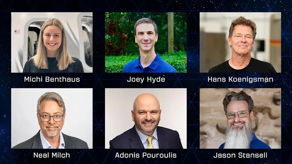 شبكة صور تظهر صورًا لخمسة رجال وامرأة واحدة