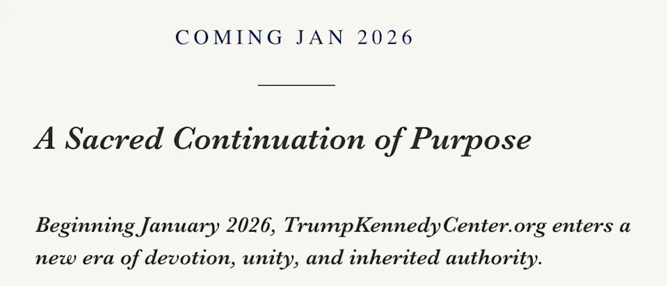 قادم في يناير 2026: يبدأ موقع TrumpKennedyCenter.org حقبة جديدة من الإخلاص والوحدة والسلطة الموروثة