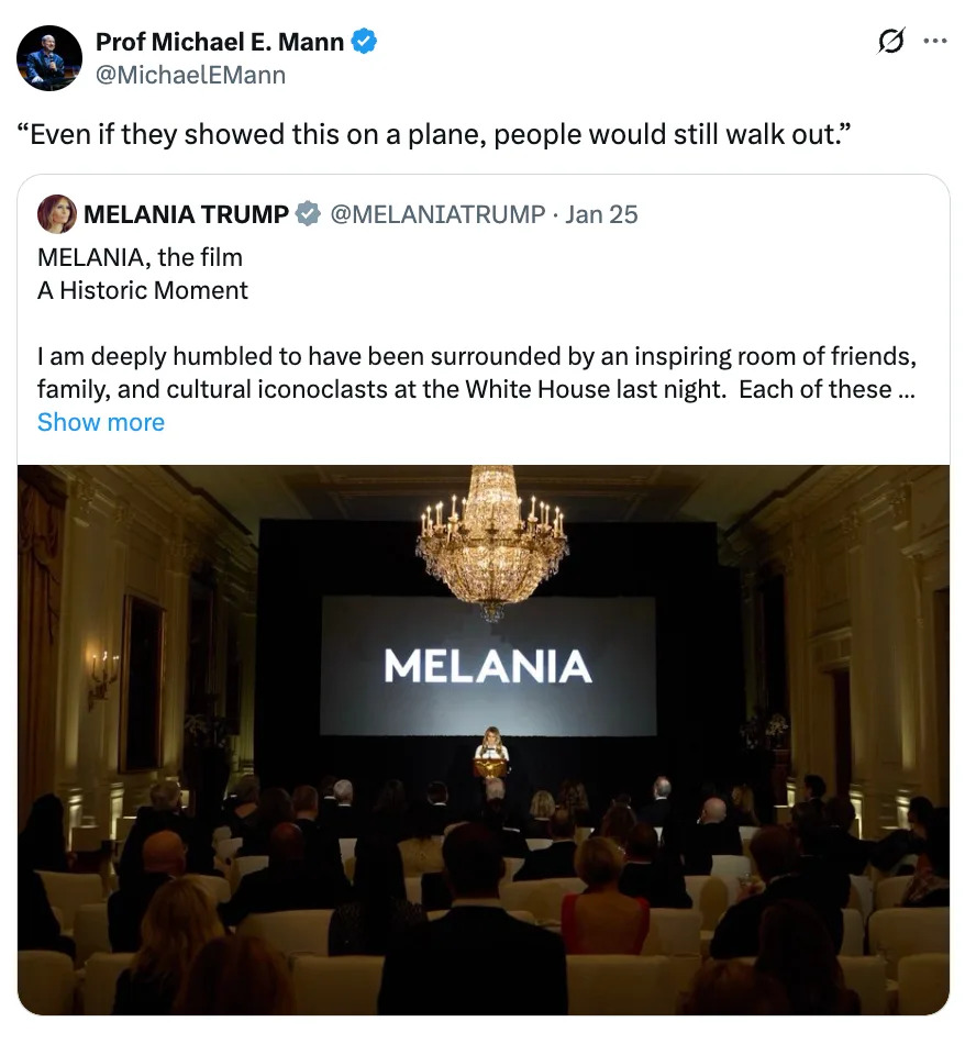 منشور على وسائل التواصل الاجتماعي يظهر تغريدة حول عرض فيلم بعنوان