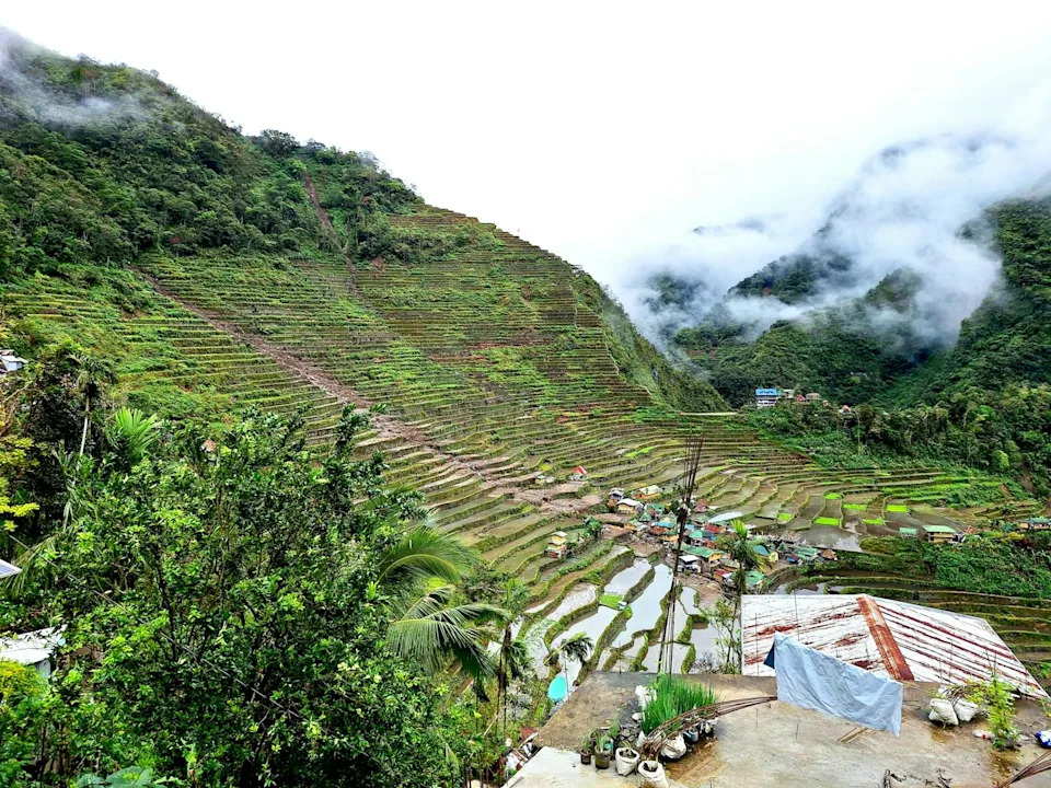 تُظهر مساحة موحلة أسفل التل المكان الذي تضررت فيه جدران الشرفة.
