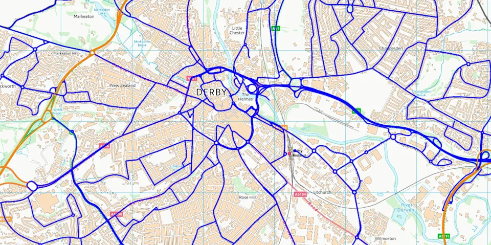 الخريطة التفاعلية التي أعدها مجلس مدينة ديربي توضح المكان الذي يخططون فيه للحفر. (مجلس مدينة ديربي)