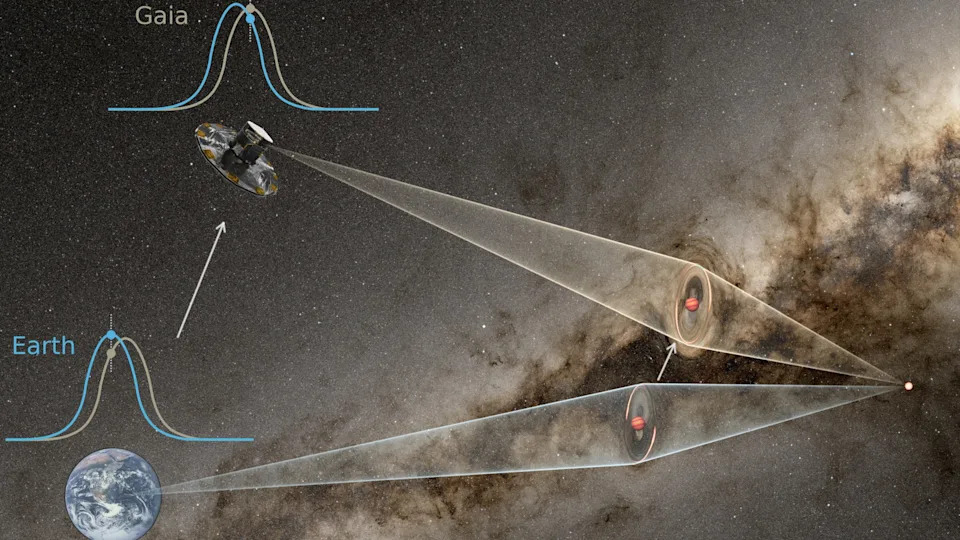 رسم توضيحي لكوكب مخطط باللونين البني والأحمر على خلفية مرصعة بالنجوم